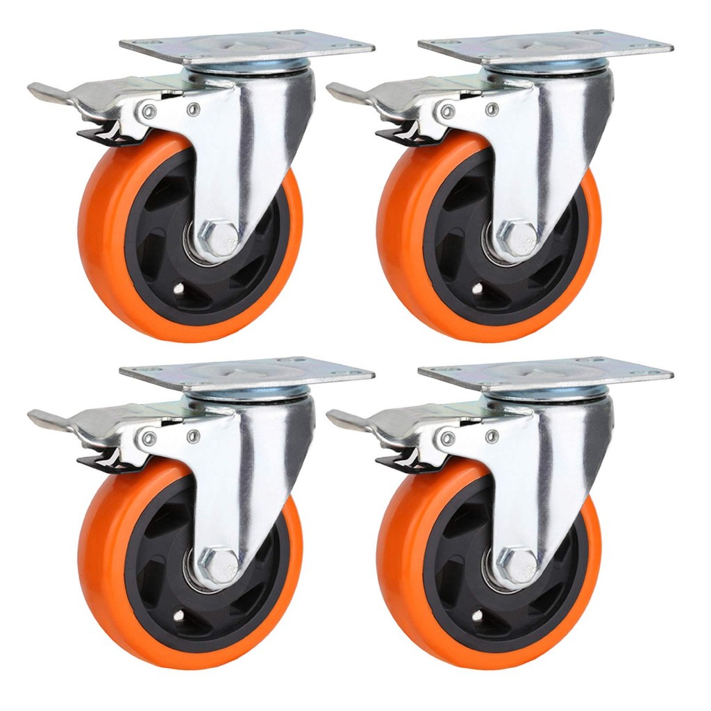 Picture of: Jolan Swivel Casters with Brakes,Transport  Casters,Silent/Dustproof,Replacement Casters,Wear-Resistant,Heavy Duty  Casters, Pcs, Brakes,mm